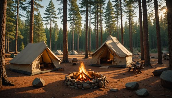 Les joies du camping traditionnel sous les grands pins